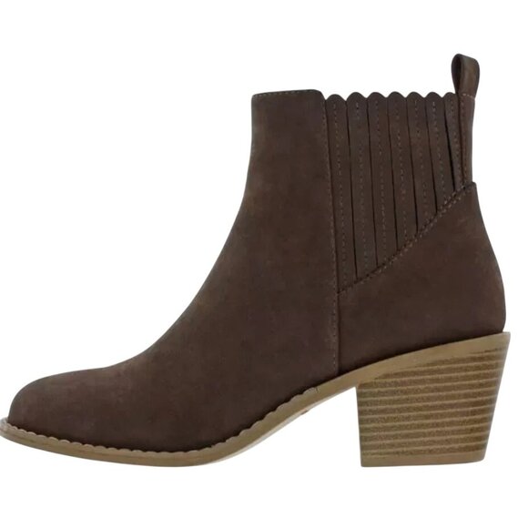 Draper James Womens 8 Elle Bootie Chunky Stacked Heel Zip-up Ankle Boots Brown - Picture 1 of 11